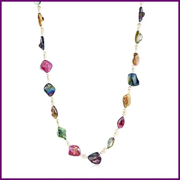 46 Inch Cultured Freshwater Pearl Necklace, Simulated Shell Pearls, Women's